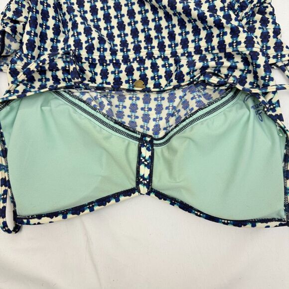 PRANA Moorea Tankini Top M Indigo Santorini Printed Swim Pool Tank EUC B6 - Picture 6 of 7
